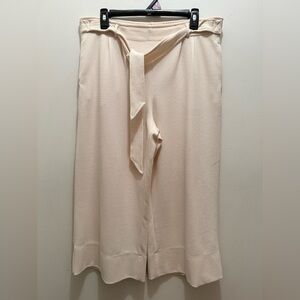 John PaulRichard Cream Wide-Leg Pants with Tie Waist